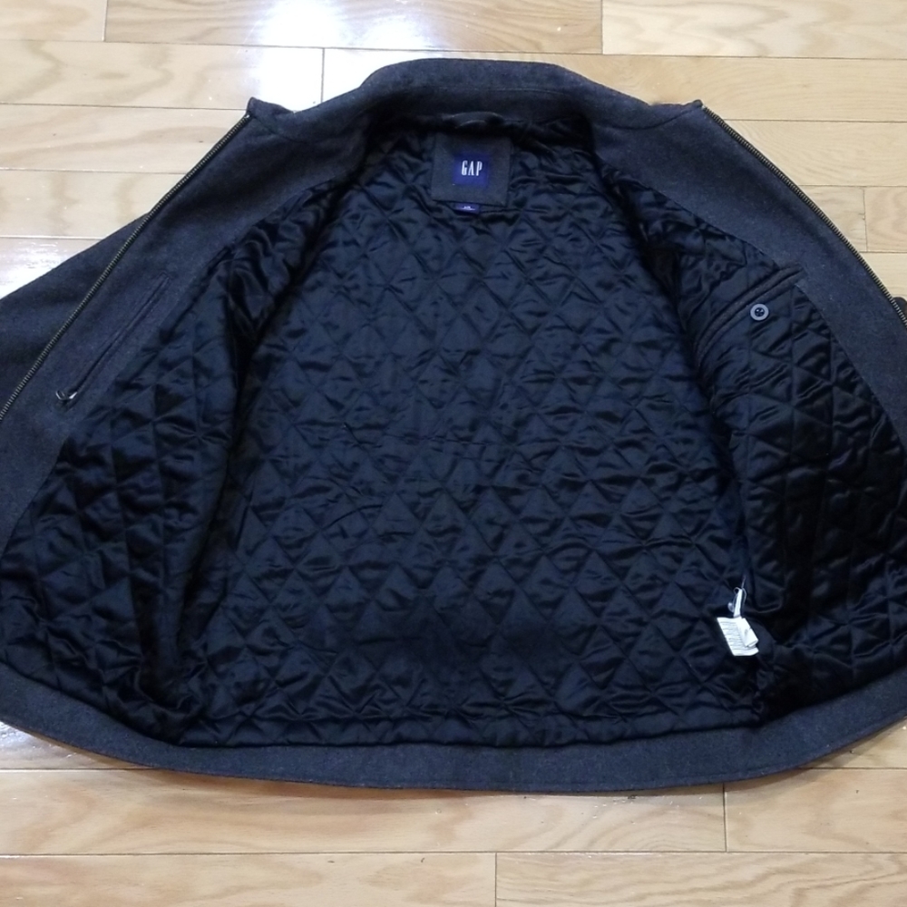 Gap Gray Wool Bomber Jacket Large - image 6